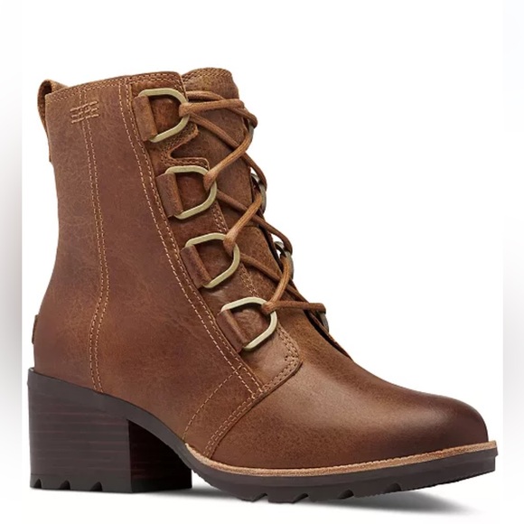 SOREL Women's Cate Lace-Up BootiesWater-Resistant Leather BootsSize 7.5